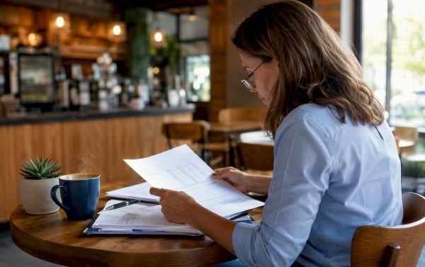 Customs broker reviewing import paperwork