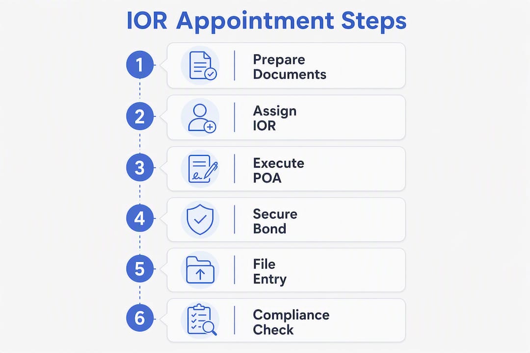 Infographic illustrating Importer of Record appointment steps