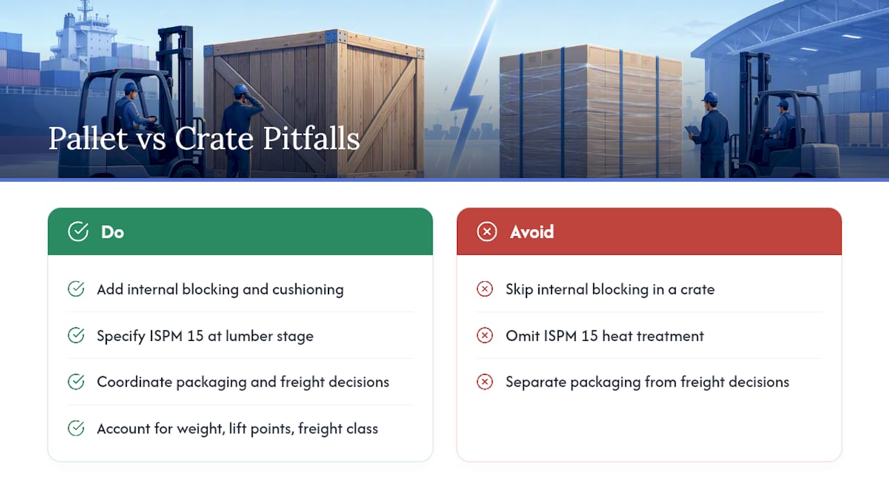 What actually trips people up in pallet vs. crate decisions — overview diagram