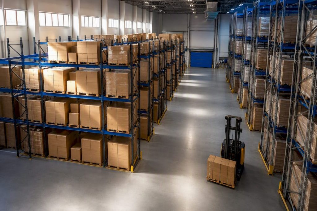 Warehouse pallet racks showing storage capacity