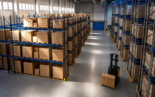 Warehouse pallet racks showing storage capacity