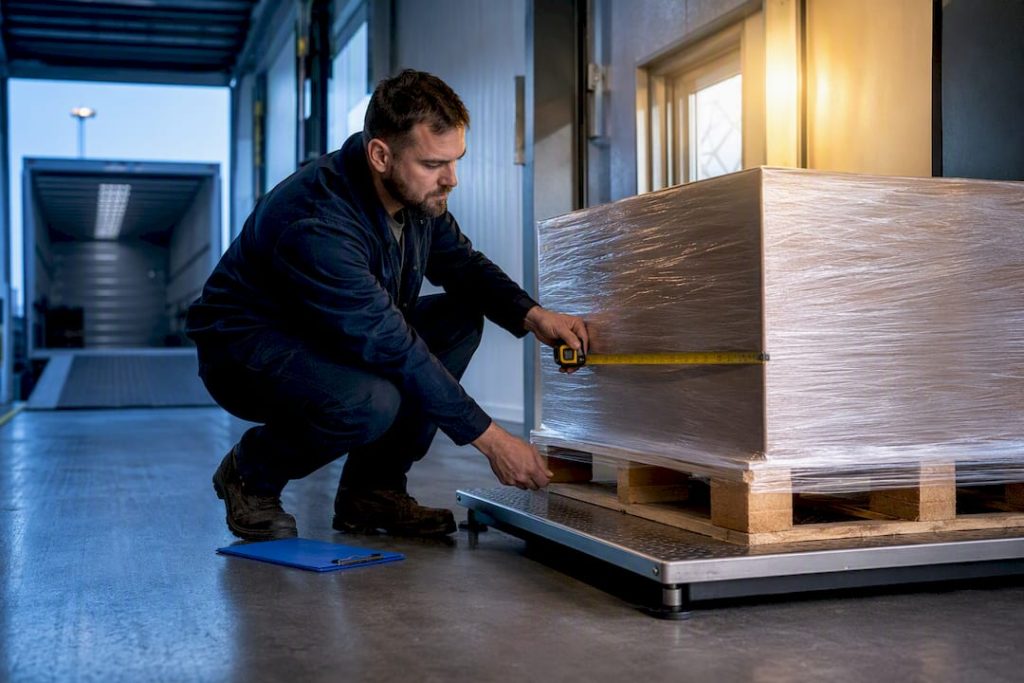 Pallet being measured for freight classification