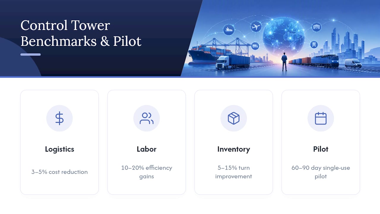 Control tower improvement targets and pilot timeline