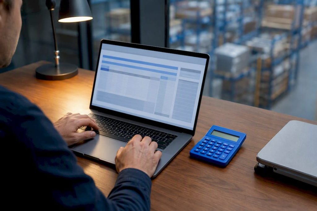 Analyst verifying freight surcharge calculation