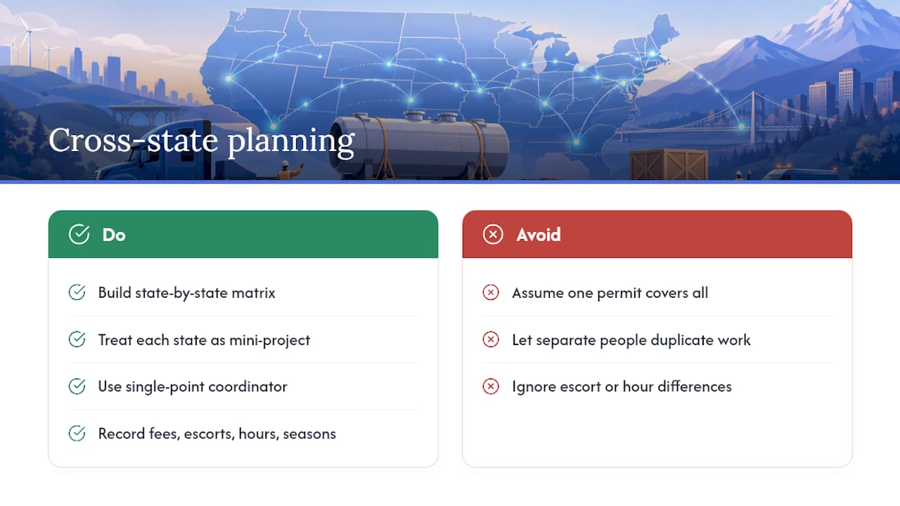 State-by-state oversized freight planning matrix