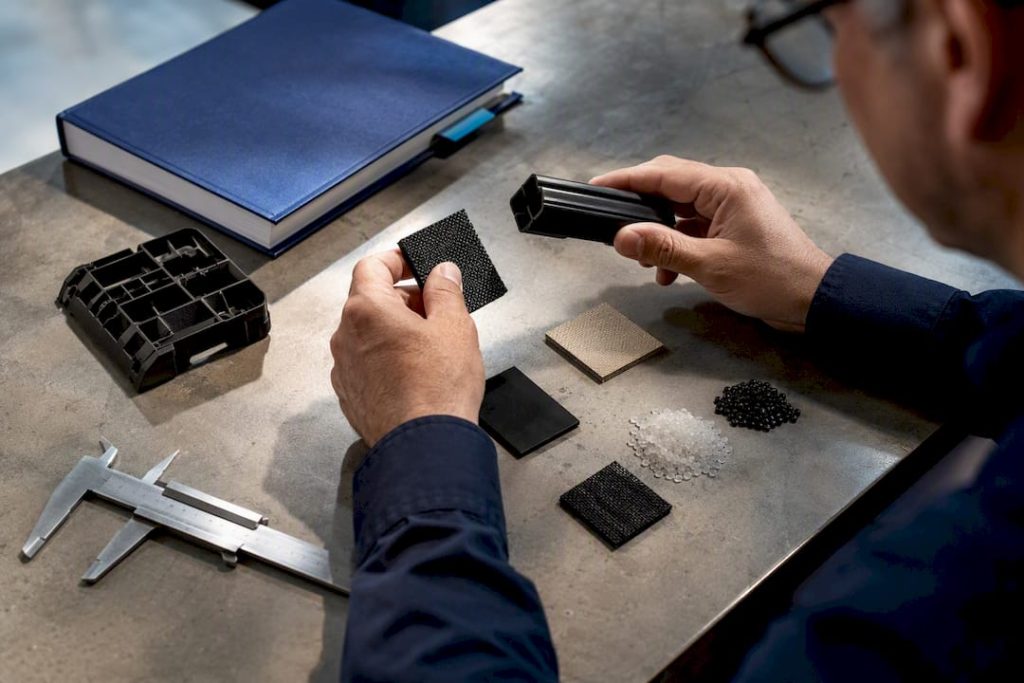 Customs specialist examining product materials