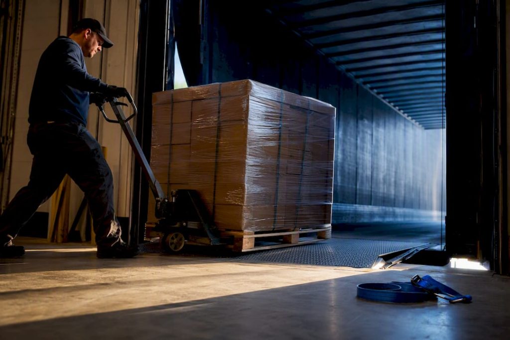 LTL pallet freight entering a trailer