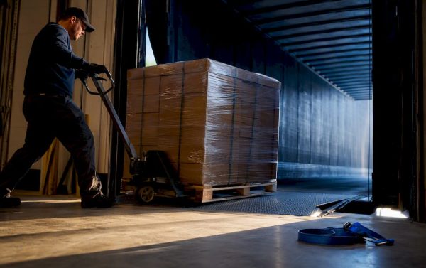 LTL pallet freight entering a trailer