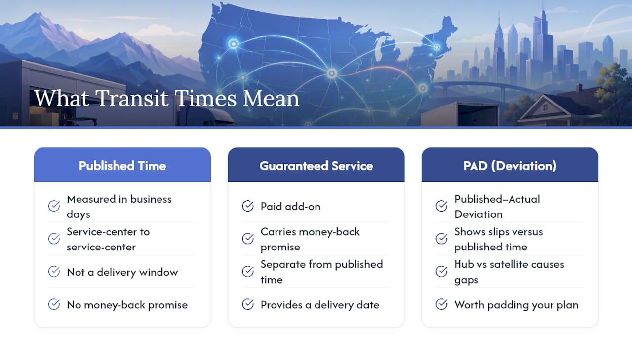 How Carriers Publish Transit Times and What the Maps Actually Mean — overview diagram
