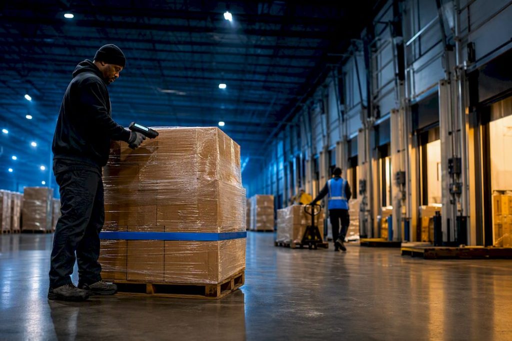 Freight being sorted through an overnight hub