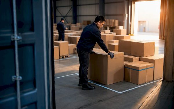 Workers sorting LCL cargo inside CFS warehouse