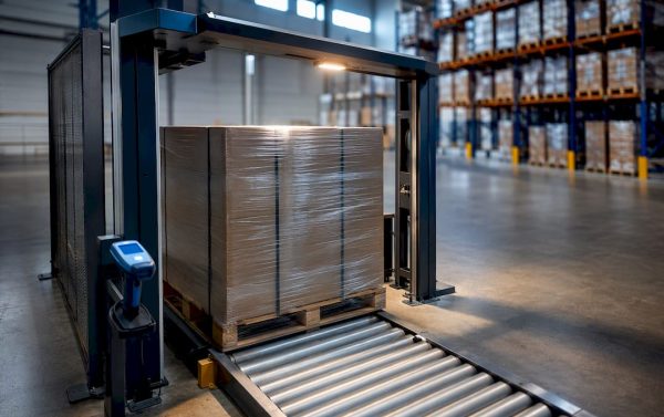 RFID reader capturing warehouse inventory