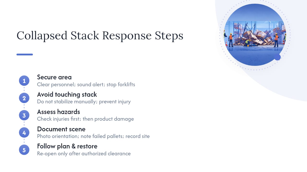 Emergency Response When a Pallet Stack Fails — overview diagram