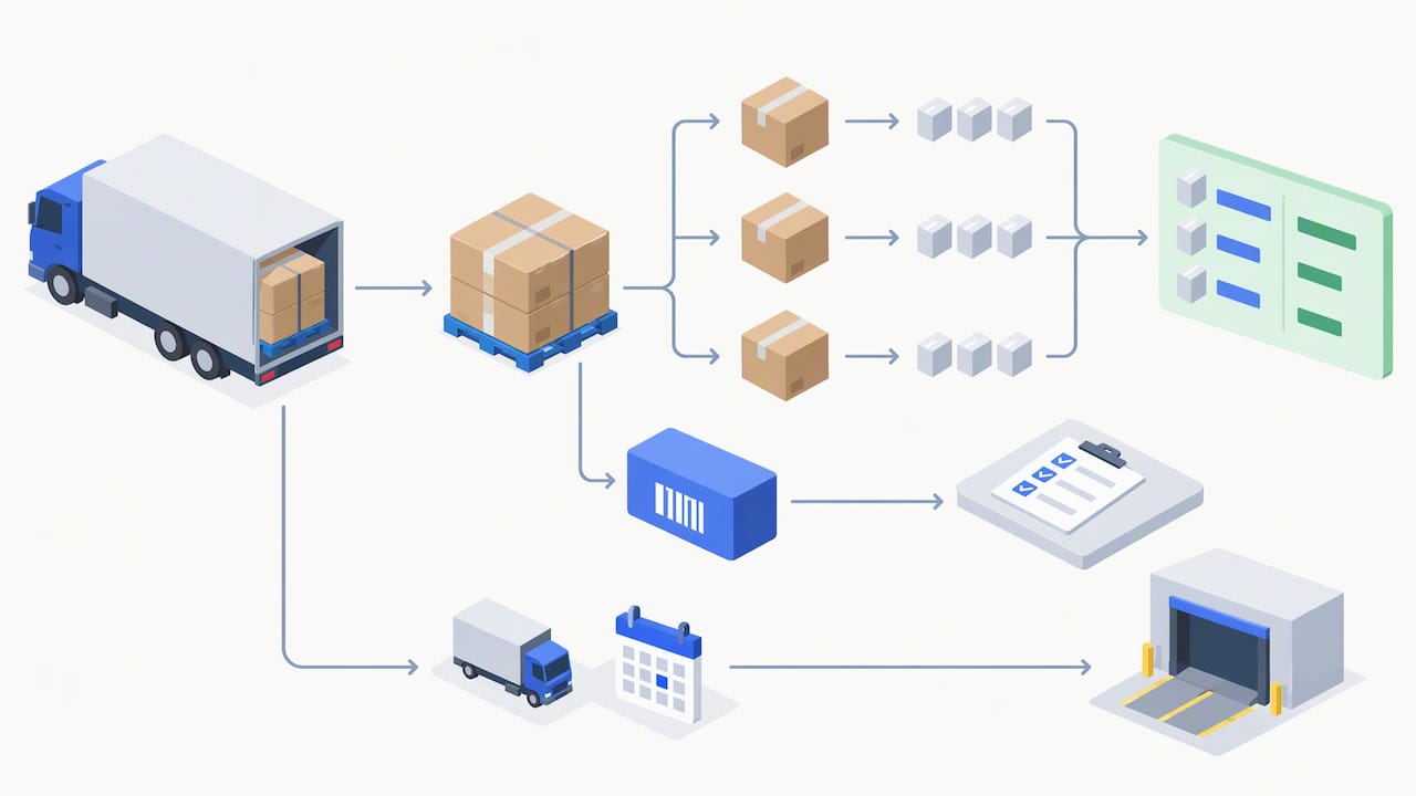 ASN hierarchy mapped to warehouse receiving tasks