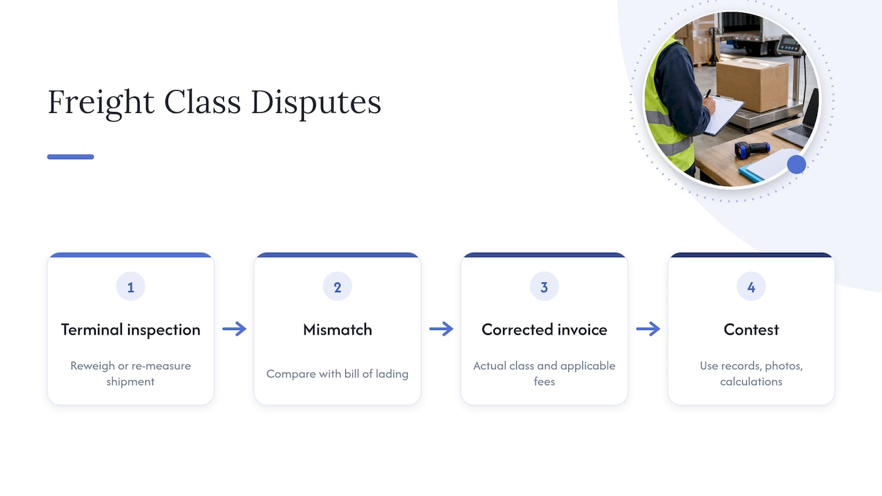 How freight class disputes get resolved when carriers challenge a shipment — overview diagram