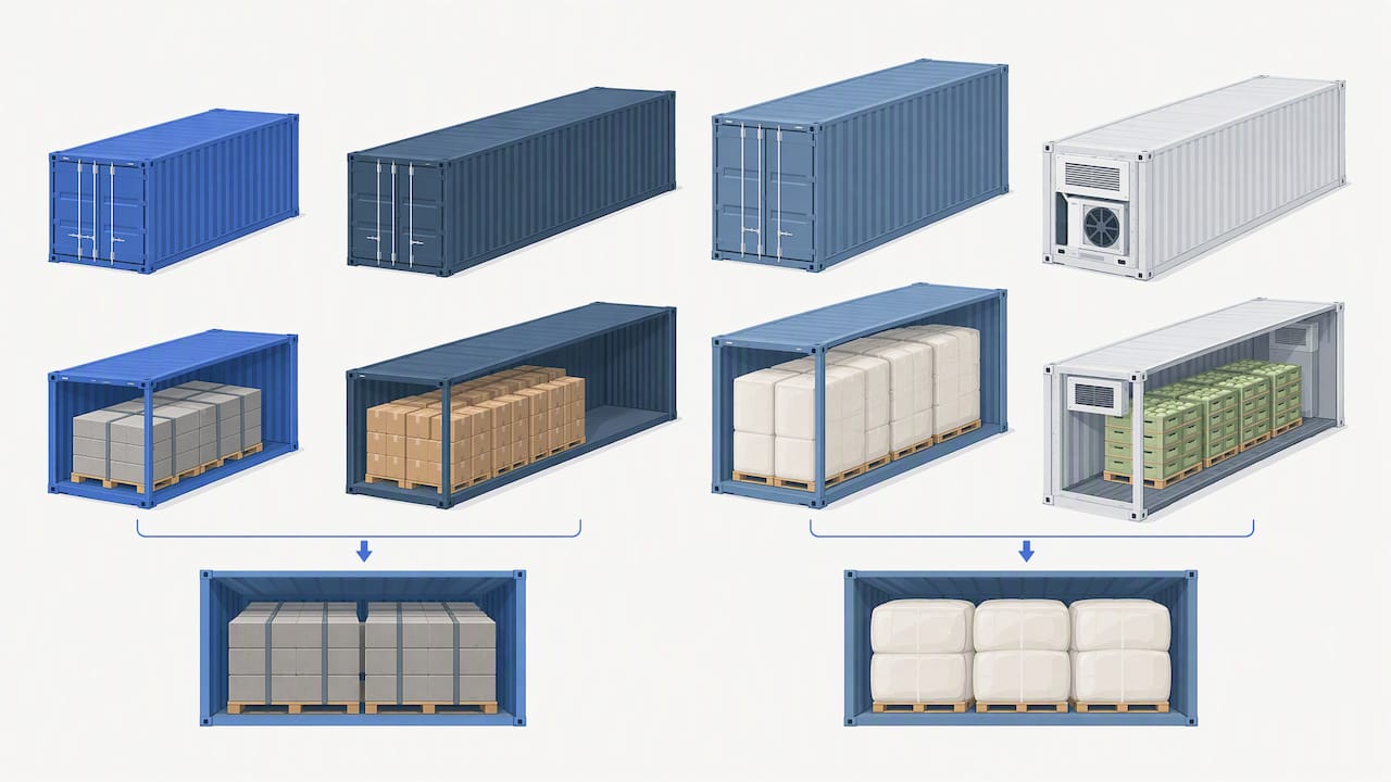 Container types and cargo capacity comparison