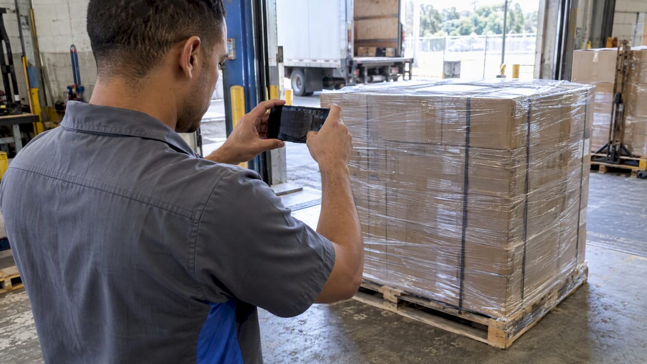 Shipper photographs wrapped freight before pickup