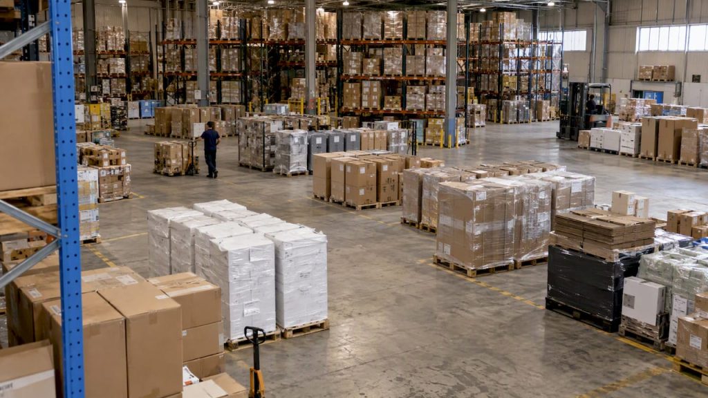 Warehouse inventory staged in separate zones