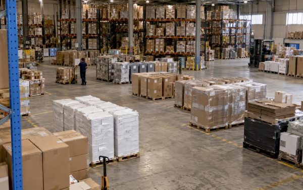 Warehouse inventory staged in separate zones