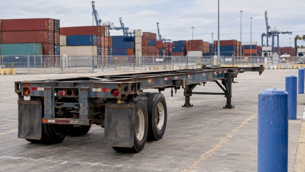 Empty chassis separated from terminal containers