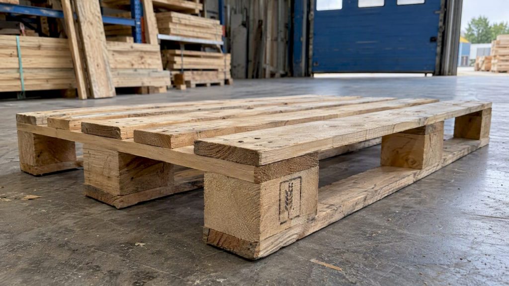 ISPM 15 stamp on an export wood pallet